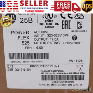 Allen Bradley PowerFlex 525 AC Drive 7.5kW 10HP, 25B-D017N104, 2022/23 Model - ALLEN BRADLEY