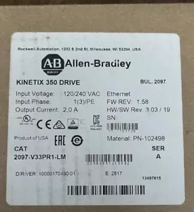 Kinetix 350 Servo Drive AB 2097 V33PR1 LM NEW Factory Sealed - KINETIX