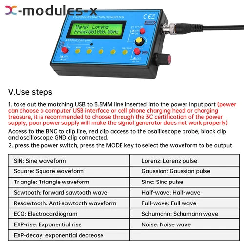 FG-200 0.01Hz-500KHz DDS Function Signal Generator Frequency Counter Module