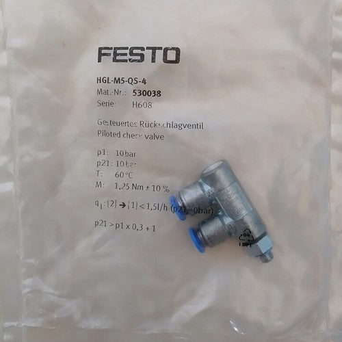 Festo HGL-M5-QS-4 530038 Valve One Free Shipping HGLM5QS4