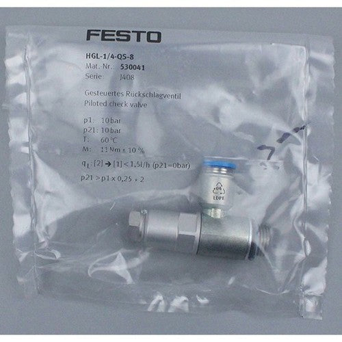 Festo HGL-1/4-QS-8 530041 Check Valve One Free Shipping HGL1/4QS8