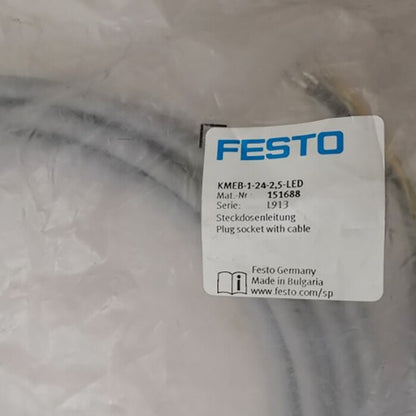 Festo KMEB-1-24-2.5-LED 151688 With Cable Socke One Free Ship KMEB1242.5LED