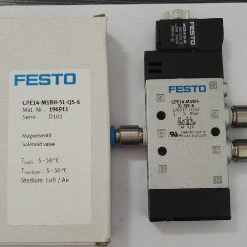 Festo CPE14-M1BH-5L-QS-6 196911 Solenoid Valve One CPE14M1BH5LQS6