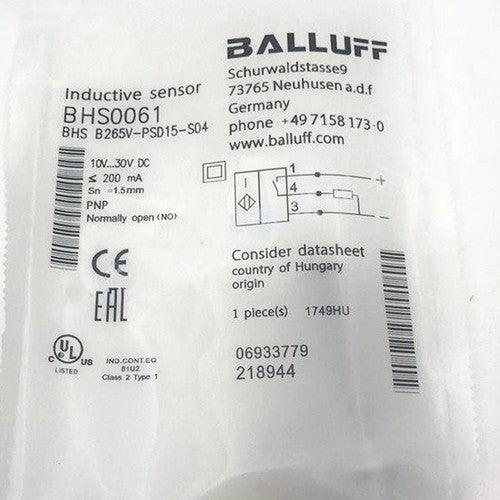 BALLUFF BHS B265V-PSD15-S04 BHS0061 Inductive Sensor One Free Shipping