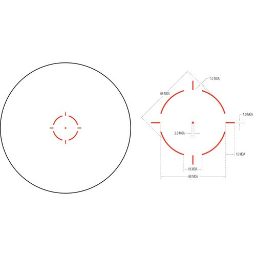 TRIJICON 1x25 MRO HD 68 MOA Reticle w/ 2.0 MOA Dot; Lower 1/3 Co-Witness AC32069
