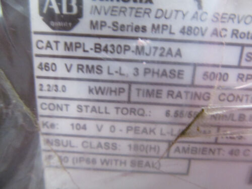 Allen-Bradley MPLB430PMJ72AA Servo Motor - High Precision Servo Motor - Industrial Servo Motor - 200VAC, 60Hz, 1HP, 3000 RPM - ALLEN-BRADLEY