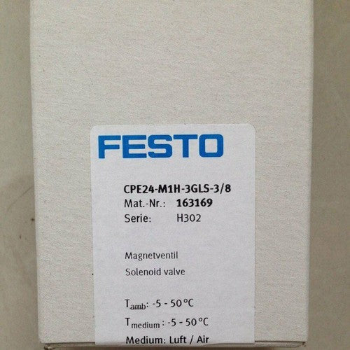 Festo CPE24-M1H-3GLS-3/8 163169 Solenoid Valve One CPE24M1H3GLS3/8