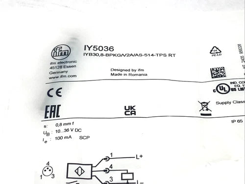 ifm IY5036 Inductive Sensor IYB30,8-BPKG/V2A/AS-514 RT #dr