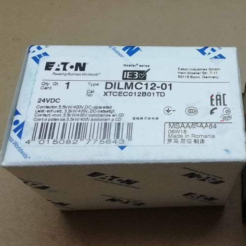 Eaton Moeller DILMC12-01 3-Pole Contactor with 1 NC, 5.5kW