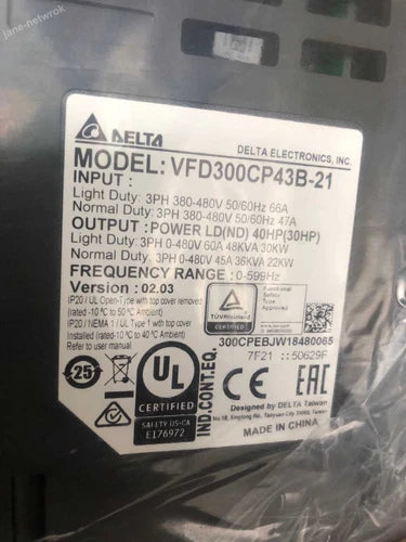 1PC Delta VFD300CP43B-21 Inverter 30kw 40HP 3phase AC380V ping