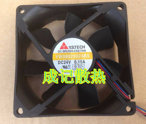 1pcs YSTECH YW08025024BS 8025 24V 0.15A 3-wire cooling fan