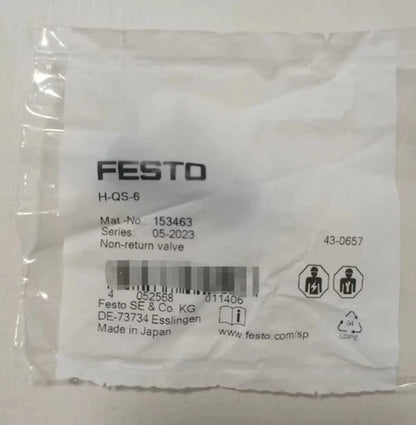 Festo H-QS-6 153463 HQS6 Check Valve One Free Shipping