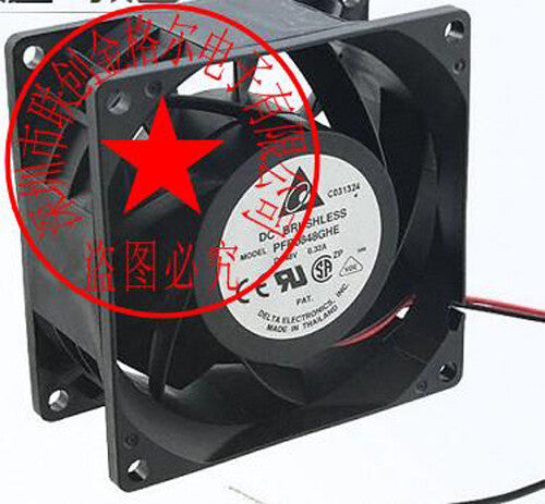 1pcs DELTA PFB0848GHE 48V 0.32A 8038 80mm 2-wire / 3-wire equipment fan