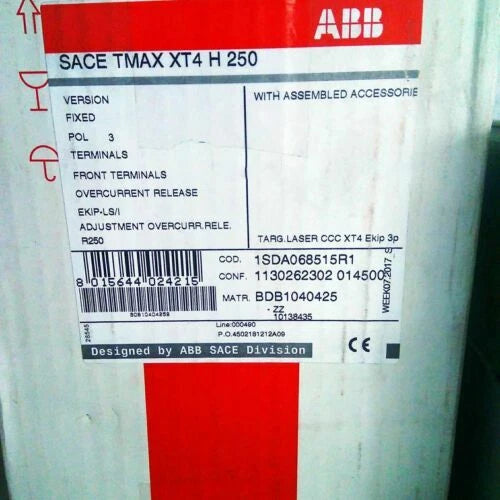 1PC ABB SACE TMAX XT4H250 3P Electric Circuit Breaker