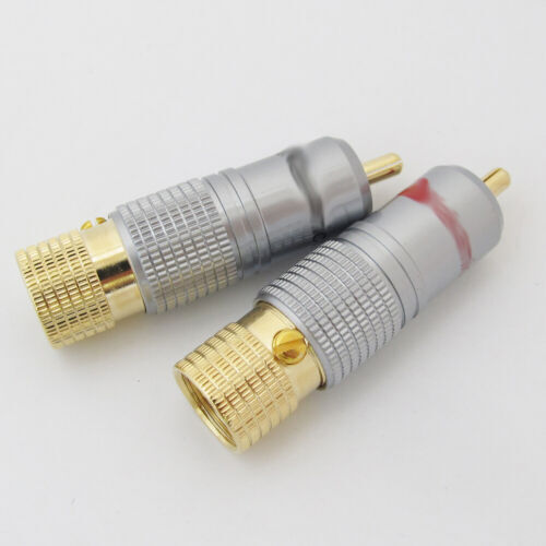 50pcs A/V phono connector Gold Plated RCA Plug Lock Free solder