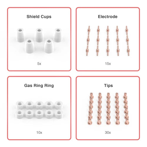 60pcs PT31 LG40 Plasma Electrodes Tips Consumables Fit CUT40 CUT50 CT312