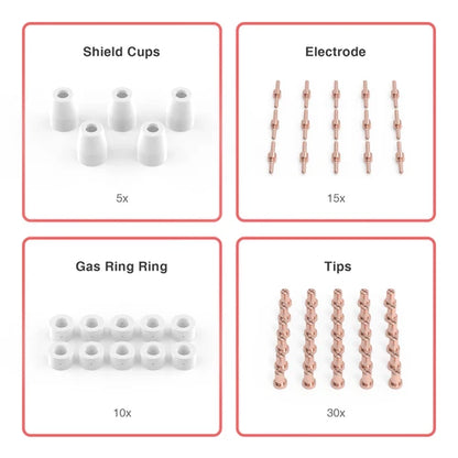 60pcs PT31 LG40 Plasma Electrodes Tips Consumables Fit CUT40 CUT50 CT312