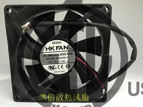 1PC HK FAN 9025 AS9025L12 Cooling Fan DC12V 0.19A 9CM 2-wire
