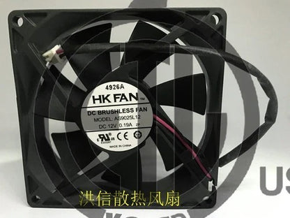 1PC HK FAN 9025 AS9025L12 Cooling Fan DC12V 0.19A 9CM 2-wire