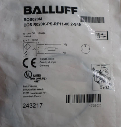BALLUFF BOS R020K-PS-RF11-00,2-S49 Sensor One Free Shipping