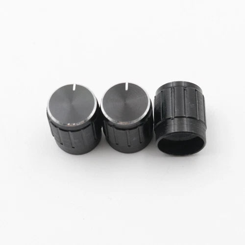 100Pcs Aluminum Alloy Potentiometer Control Volume Knobs Black 15x17mm #ke
