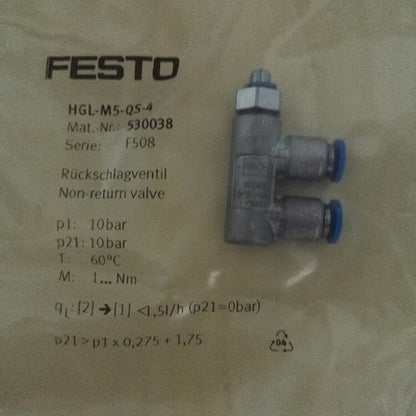 Festo HGL-M5-QS-4 530038 Valve One Free Shipping HGLM5QS4