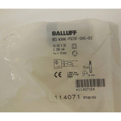 BALLUFF BES M30ML-PSC15F-S04G-002 Inductive Sensor One Free Shipping