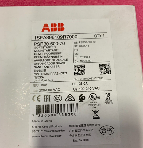 1PC ABB Soft Starter PSR30-600-70 PSR3060070 ping