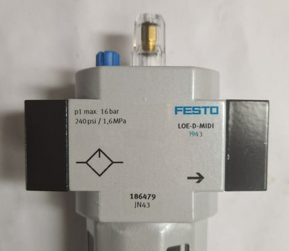 Festo LOE-1/4-D-MIDI 186479 Regulator Filter, Air Lubricat One LOE1/4DMIDI