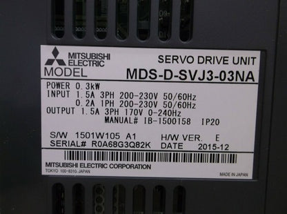 1PC  Mitsubishi MDS-D-SVJ3-03NA Servo Drive MDSDSVJ303NA ping
