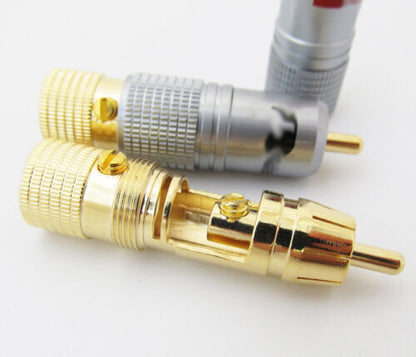 50pcs A/V phono connector Gold Plated RCA Plug Lock Free solder