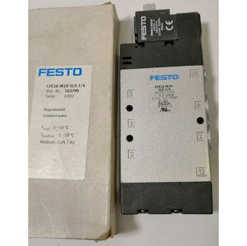 Festo CPE18-M3H-5LS-1/4 163790 Solenoid Valve One CPE18M3H5LS1/4