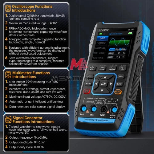 FNIRSI 2C23T / 2C53T Smart Digital Oscilloscope Multimeter Signal Generator #cx