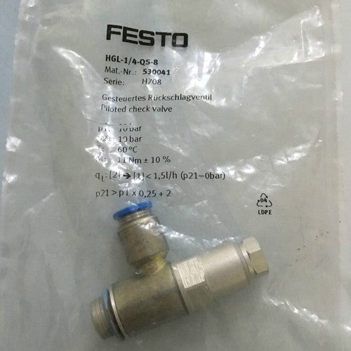 Festo HGL-1/4-QS-8 530041 Check Valve One Free Shipping HGL1/4QS8