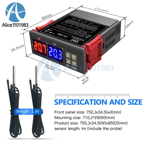 STC-3008 STC-3018 STC-3028 Temperature Controller 110-220V Thermostat DC 12V 24V