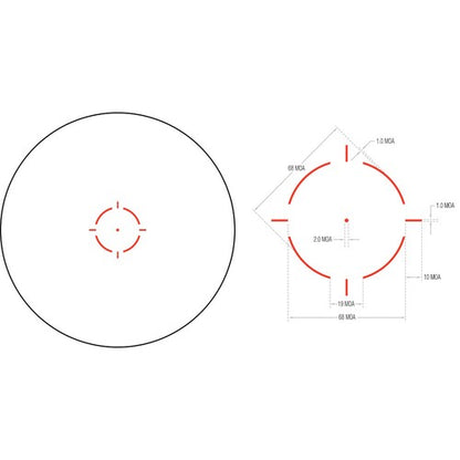 TRIJICON 1x25 MRO HD 68 MOA Reticle w/ 2.0 MOA Dot; Lower 1/3 Co-Witness AC32069