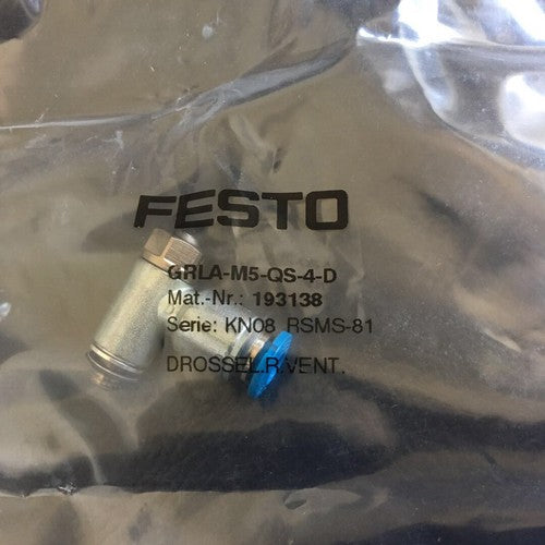 Festo GRLA-M5-QS-4-D 193138 Valve One Free Shipping GRLAM5QS4D