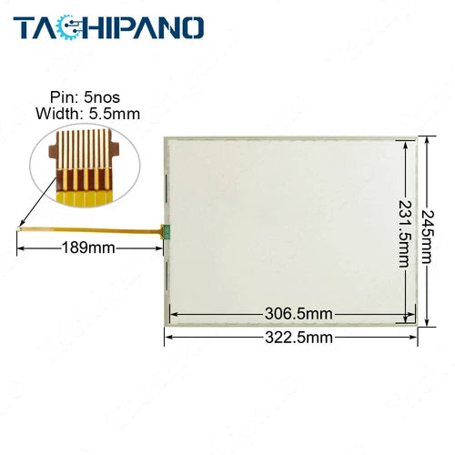 for 2711P-T15C22A9P Panel Glass with Front Overlay to Replace 5pin Touch Screen