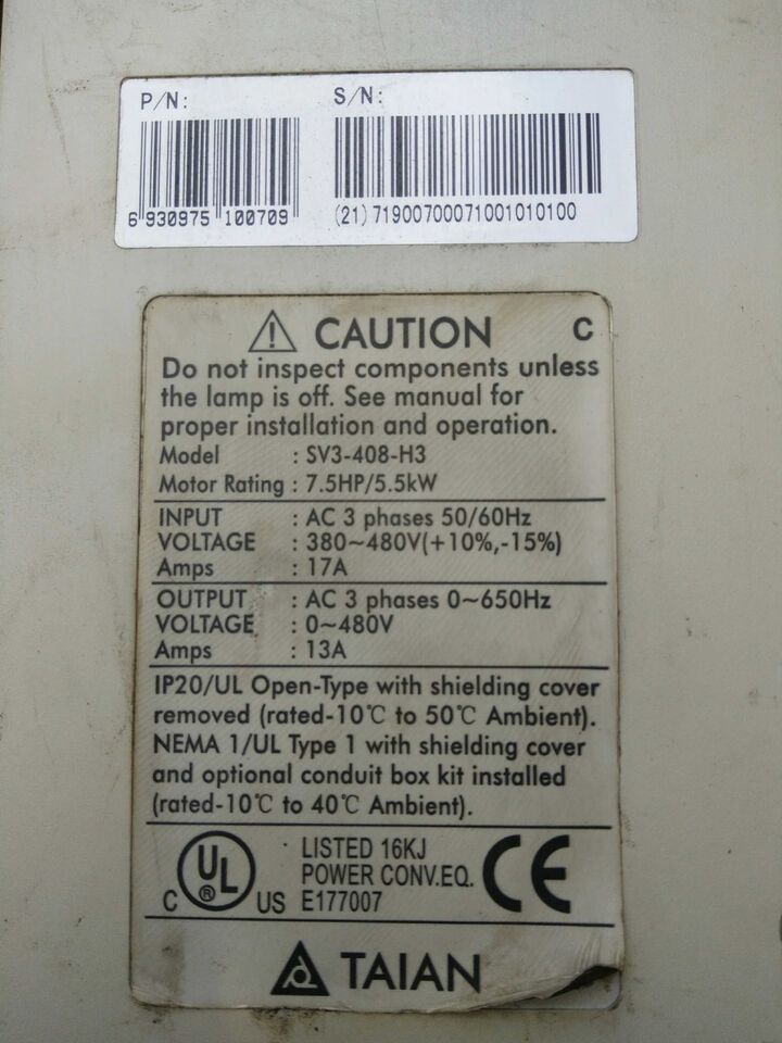 Used Ship ONE 380V 5.5kW Frequency Converter SV3-408-H3 - SHIP ONE