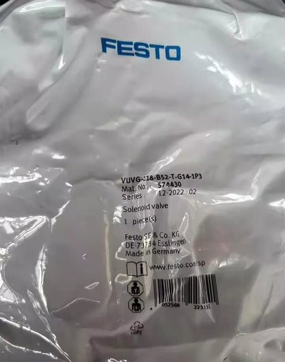 Festo VUVG-L18-B52-T-G14-1P3 574430 Solenoid Valve One - FESTO