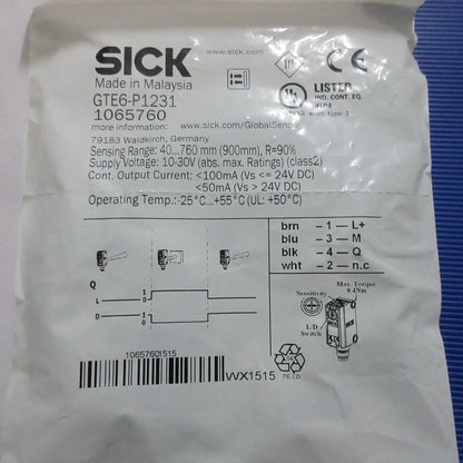 new SICK GTE6-P1231 Photoelectric Sensor One GTE6P1231 - SICK