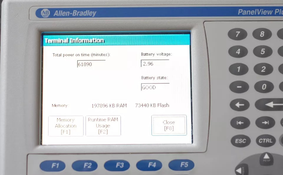 Allen Bradley PanelView Plus 600 6-inch Graphic Terminal Model: 2711p-k6c20d8 - ALLEN BRADLEY