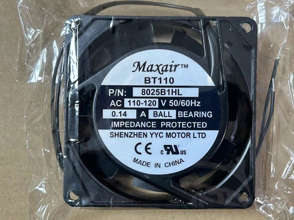 new 1 pcs 0.14A 80*25MM 2 Wire BT110 Fan 8025B1HL AC 110-120V - BECOM