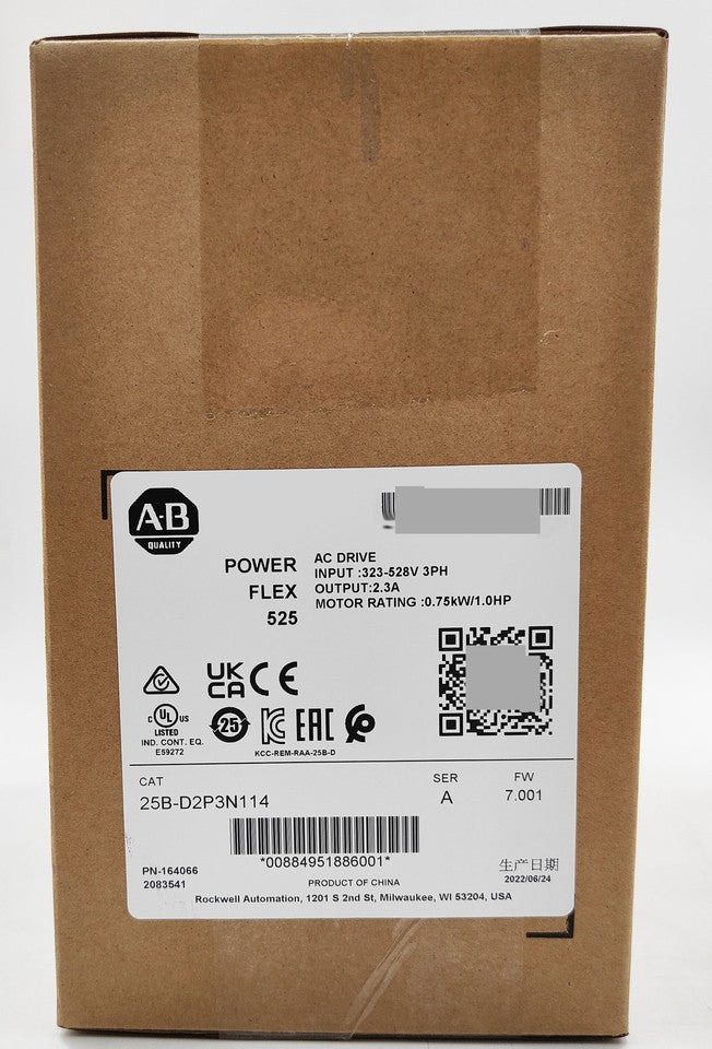 new Allen-Bradley 25B-D2P3N114 PowerFlex 525 0.75kW 1Hp AC Drive 25BD2P3N114
