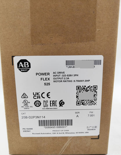 new Allen-Bradley 25B-D2P3N114 PowerFlex 525 0.75kW 1Hp AC Drive 25BD2P3N114