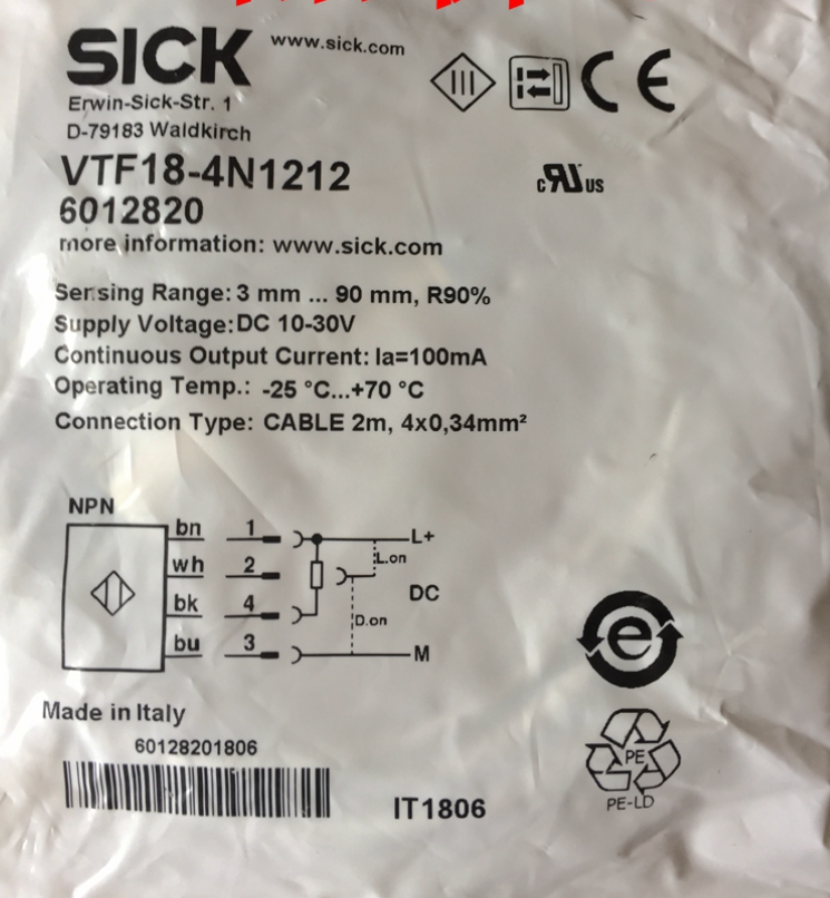 new SICK VTF18-4N1212 Photoelectric Switch One VTF184N1212 - SICK