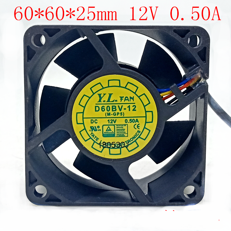 new 12V 0.50A 6W server Double ball CPU chassis power supply fan D60BV-12 60*60*25mm - PLCTECH