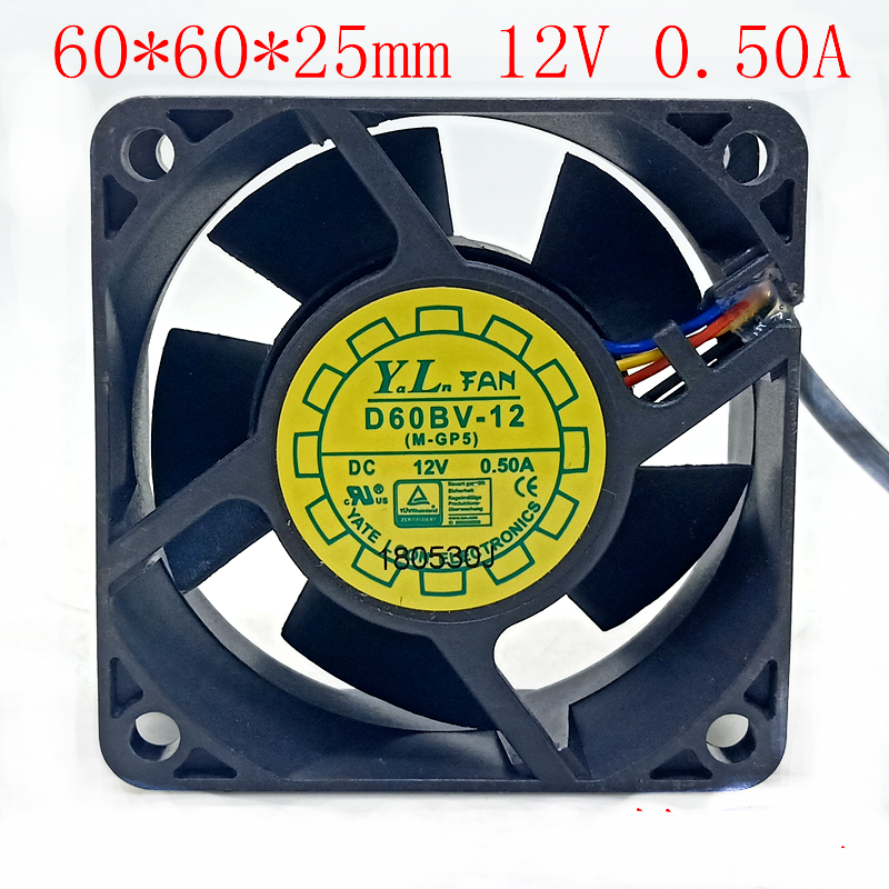 new 12V 0.50A 6W server Double ball CPU chassis power supply fan D60BV-12 60*60*25mm