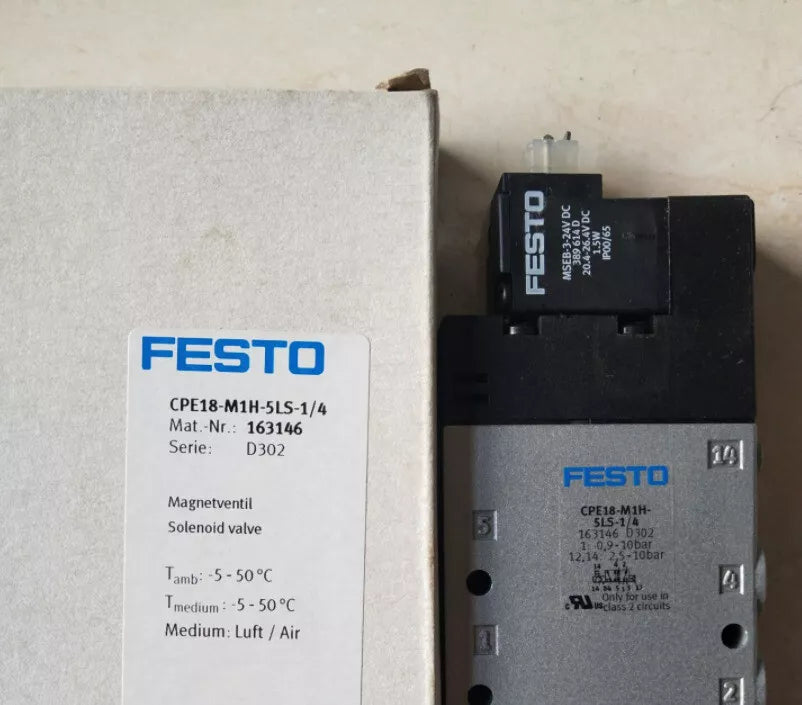 Festo CPE18M1H5LS1/4 Solenoid Valve for PLC Control with 163146 Component - FESTO