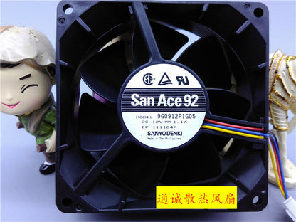 new 1PC 4-wire PWM high air volume fan San Ace 92 9G0912P1G05 12V 1.1A 9038 9cm - SAN ACE